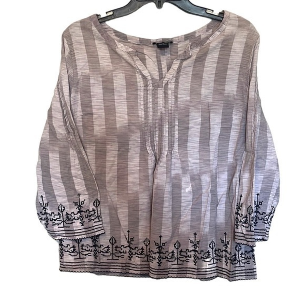 LUCKY BRAND womens top size XL gray and white pattern